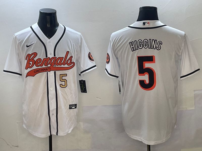Men Cincinnati Bengals #5 Hiccins White Joint Name 2025 Nike Limited NFL Jersey style 4